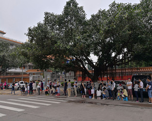 學位緊張，一位難求，為了孩子，家長“拼了”。（順德城市網網友“茶葉。。。蛋”攝）