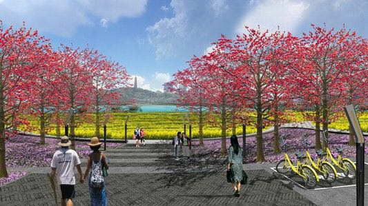 順峰山公園青云湖改造施工中，春節前完成