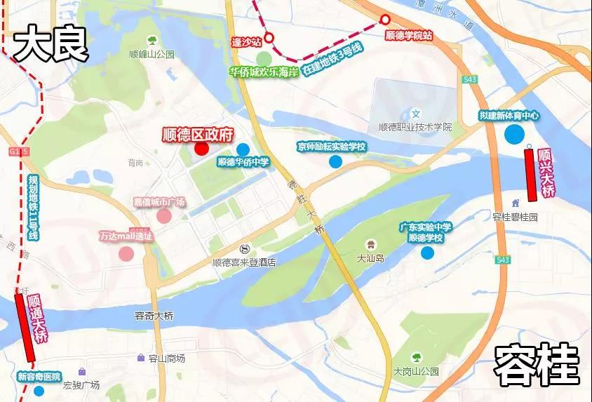 連接大良-容桂的2座大橋計劃2022年完工