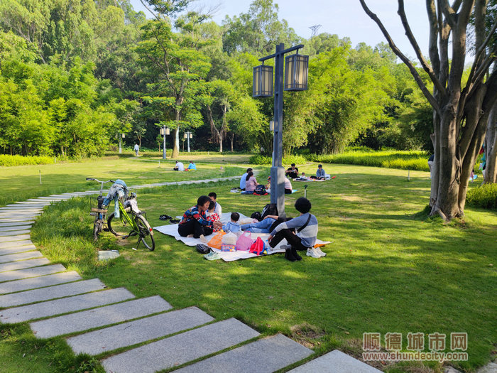 不少親子家庭趁著五一假期來到順峰山公園露營。.jpg