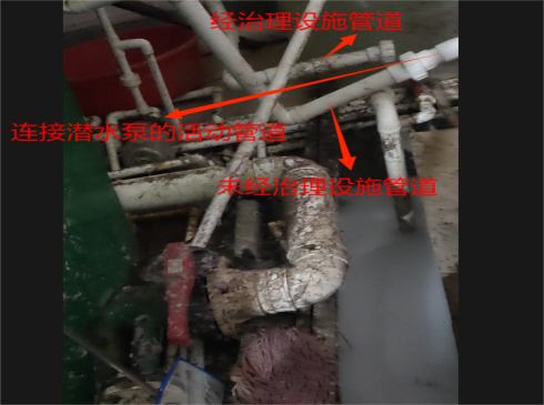 該店廢水治理設施閑置，潛水泵未與治理設施管道相連.jpg