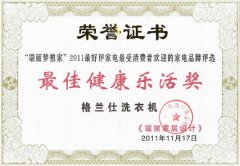 格蘭仕洗衣機(jī)榮膺最佳健康樂活獎